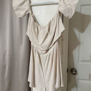 Roxy Cream Textured Fabric Romper
